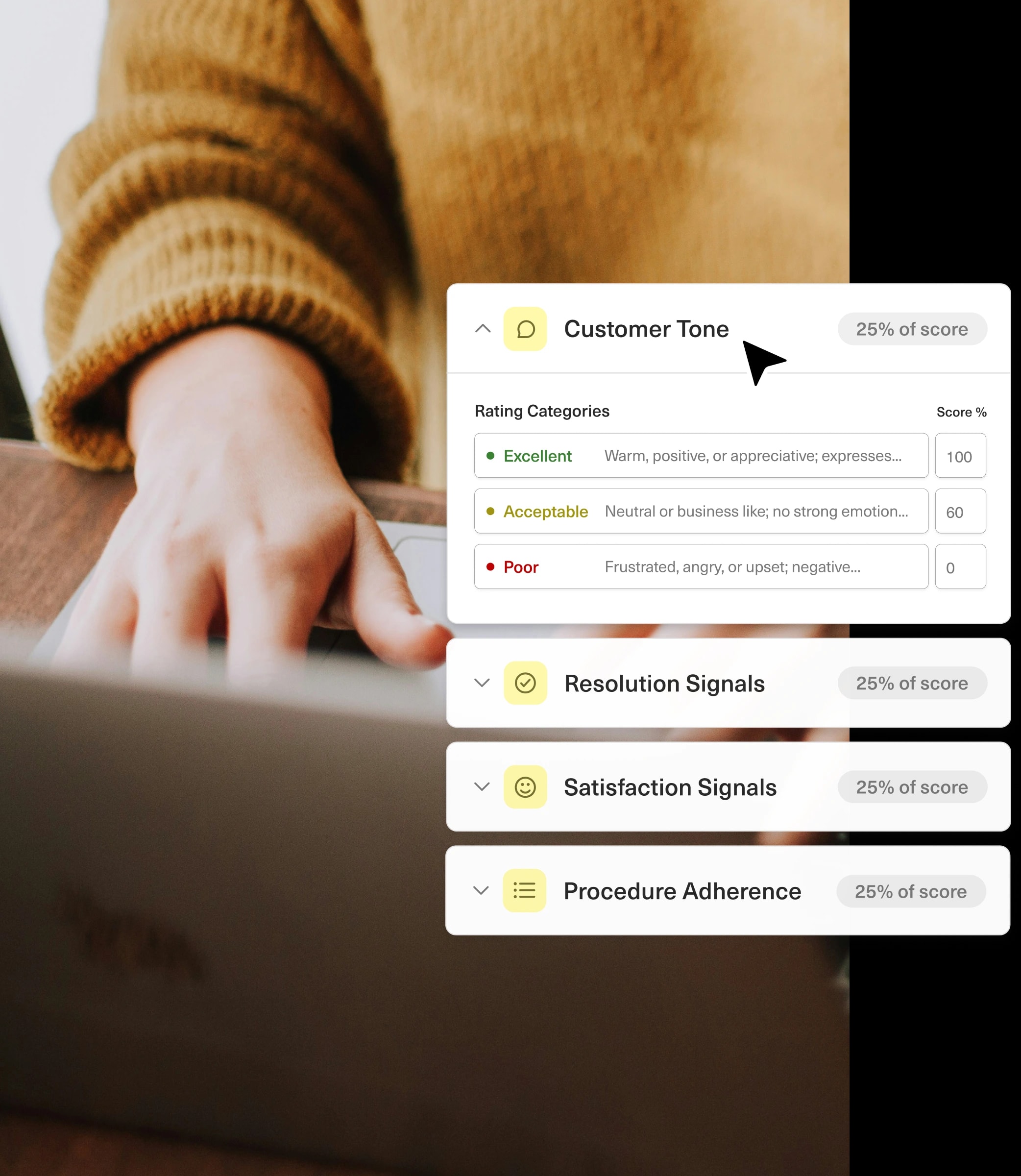 Score satisfaction, sentiment, effort, and more