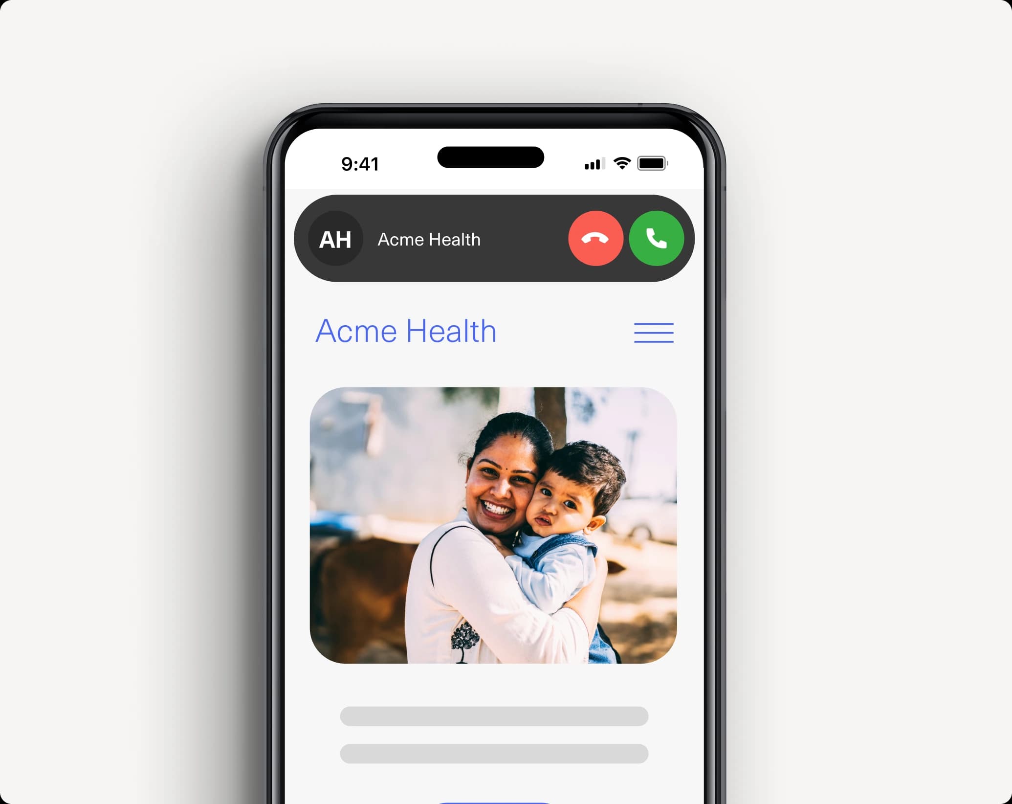 A mobile app showing a proactive outreach message to a health and wellness member