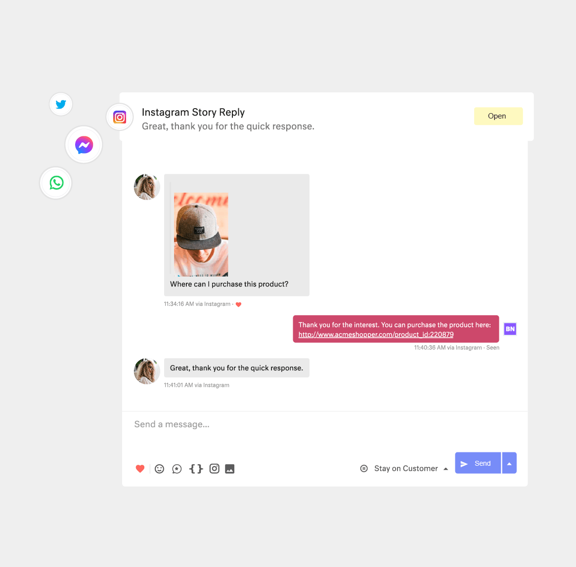 Seamless social messaging