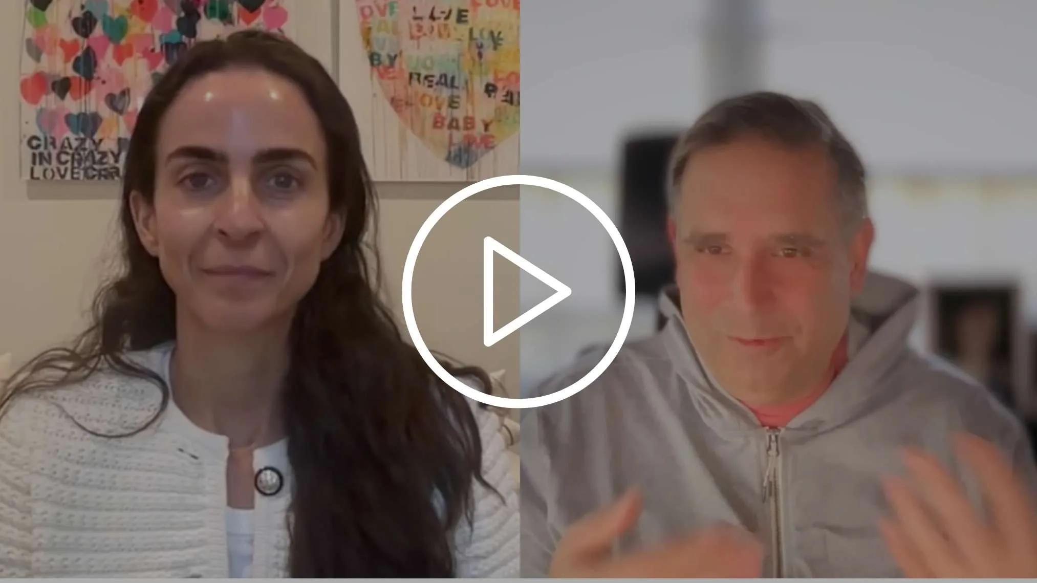 Image of Lauren Gold on the left and Brad Birnbaum on the right with a play button image superimposed