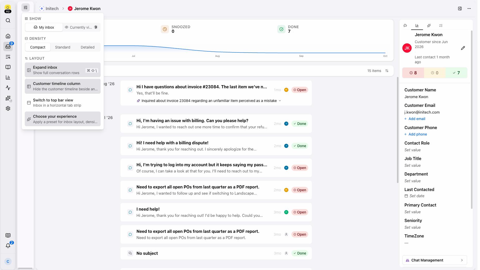 Modern user interface with customizable views