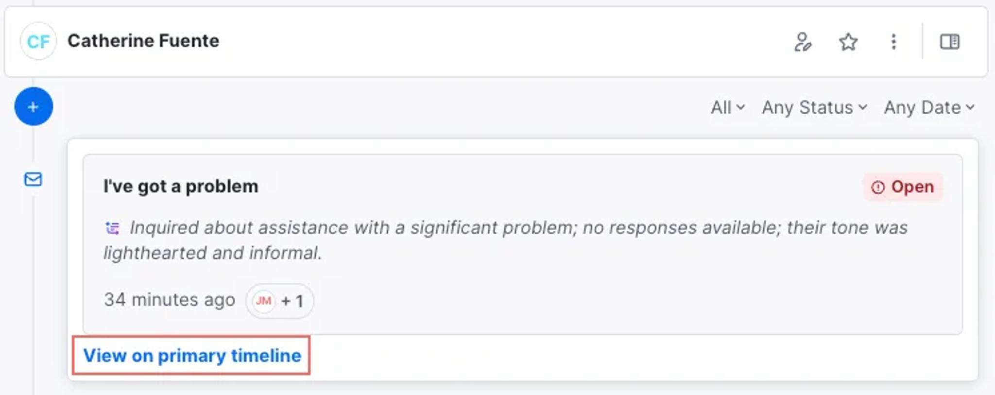 Sample customer service conversation in Kustomer with an AI summary