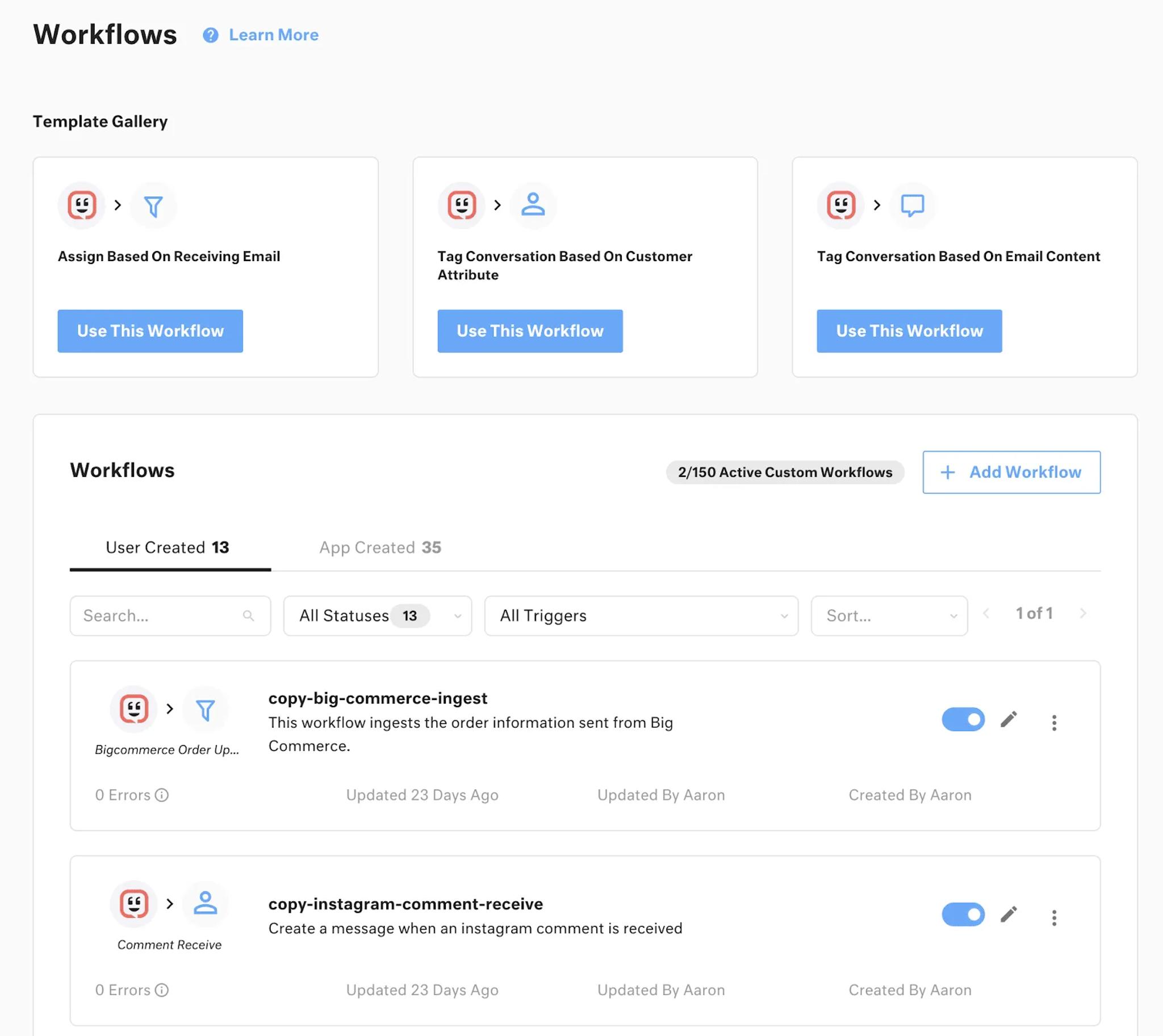 Workflow example