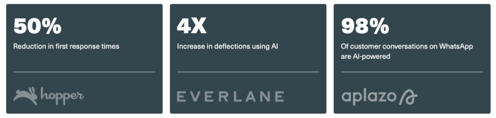 Three data points: In our Newsletter, learn how Hopper achieved a 50% reduction in first response times, Everlane saw a 4X increase in deflections using AI, and 98% of Aplazo’s WhatsApp conversations are AI-powered.